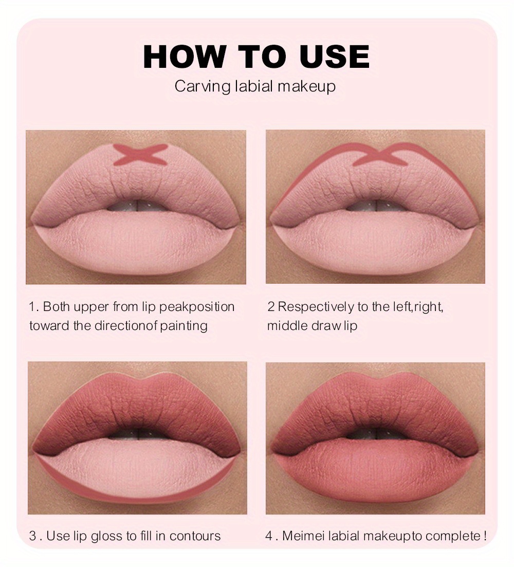 Lip Liner Lip Gloss Set Box Matte Lip Gloss Easy Coloring Not Decolored