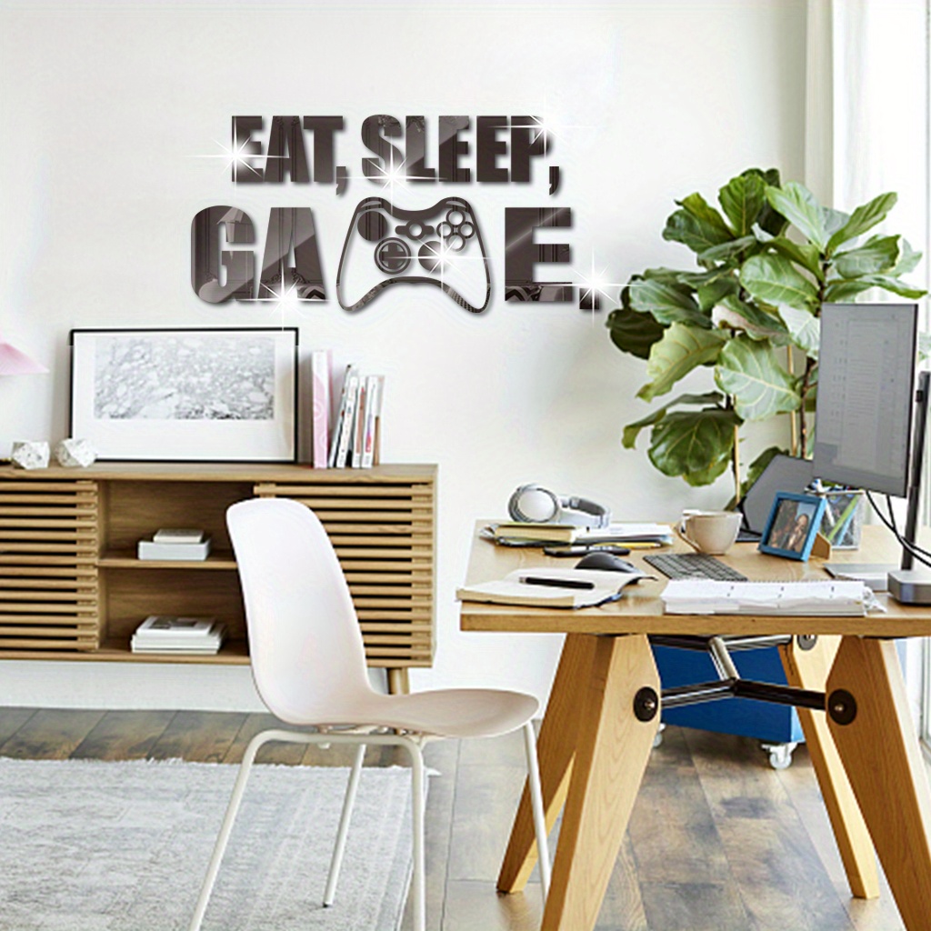 Mirror Sticker ( Thick) Game Zone Gamepad Eat Sleep Game - Temu