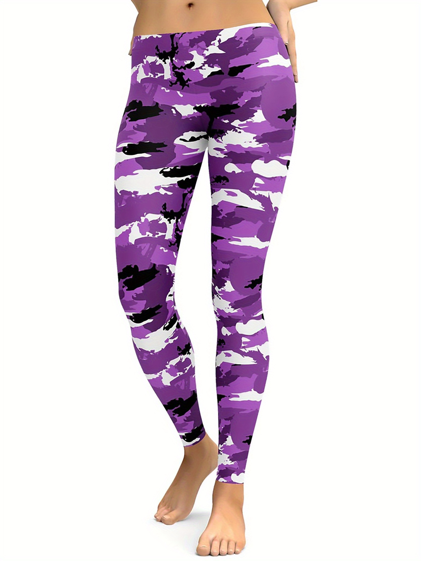 Women's Camo Print High Waist Yoga Leggings Stretchy - Temu