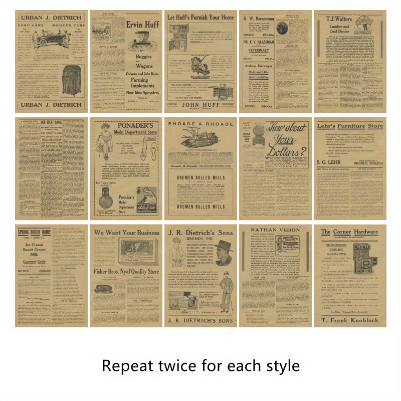 Material Paper - Retro Old Newspaper Scrapbook Paper Pack