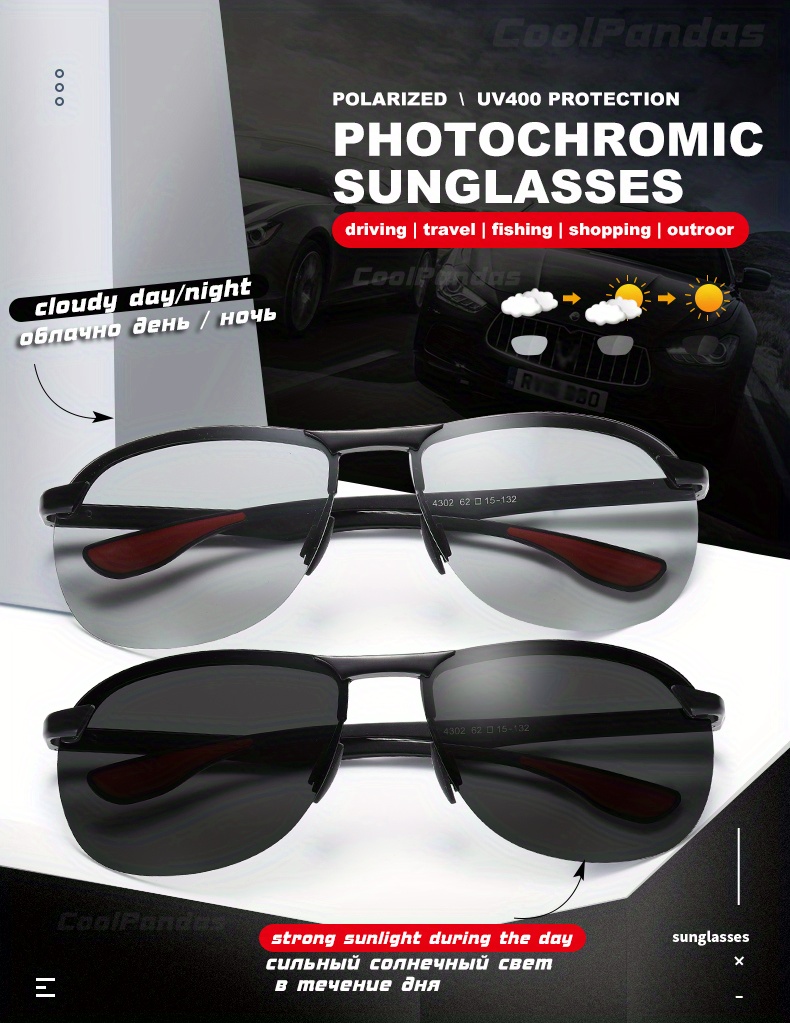 2023, Diseño Marca, Gafas Sol Fotocromáticas Sin Montura Mejoradas Aluminio  Hombres, Gafas Sol Polarizadas Conducir, Descuentos