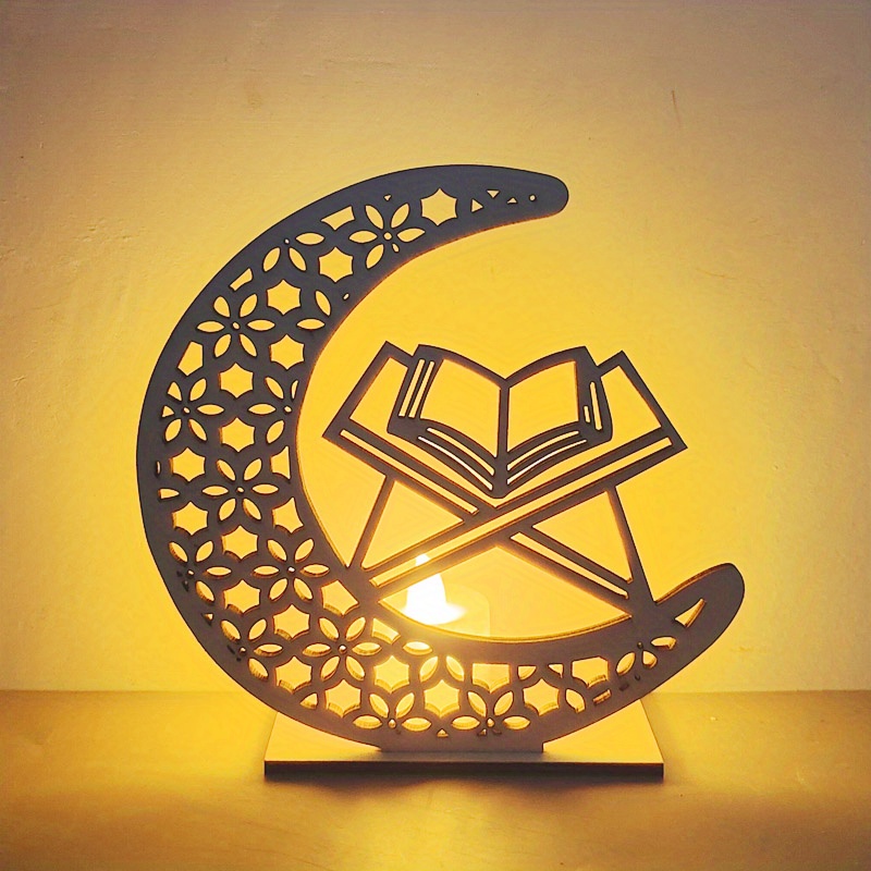 1 Pc, À Piles Or Ramadan Métal Lune Lampe À LED Ramadan Kareem
