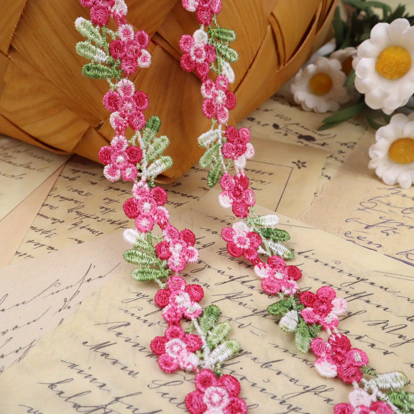 2 cm pink lace ribbon, fancy ribbon