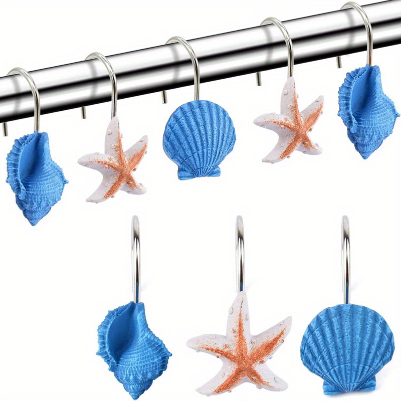 Shower Curtain Hooks Rings Seashell Shower Rings Decorative - Temu