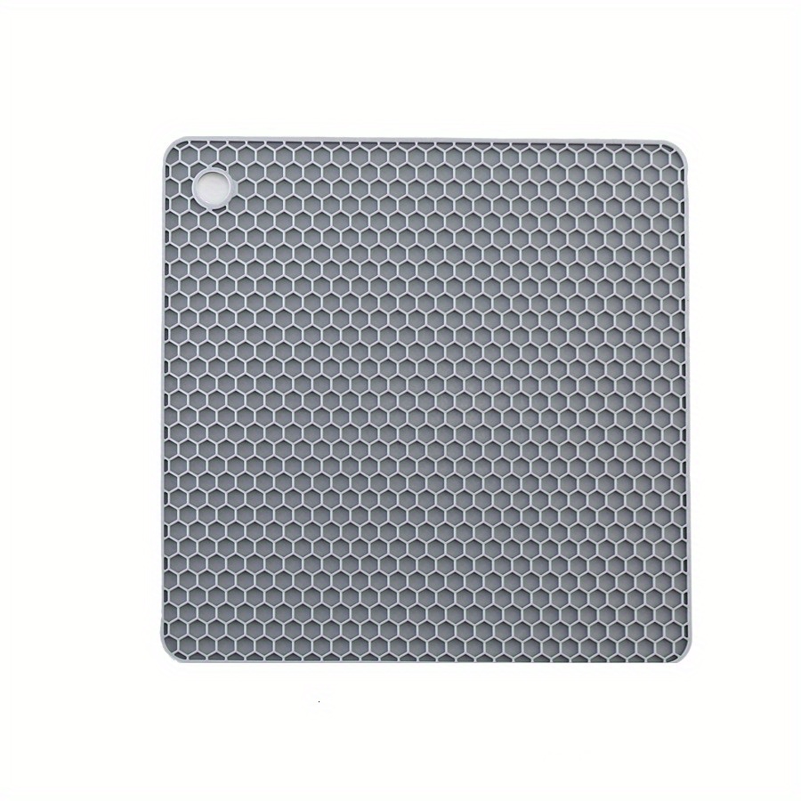 1pc Solid Color Placemat, Grey Round Silicone Table Mat, Pot Holder, For  Home