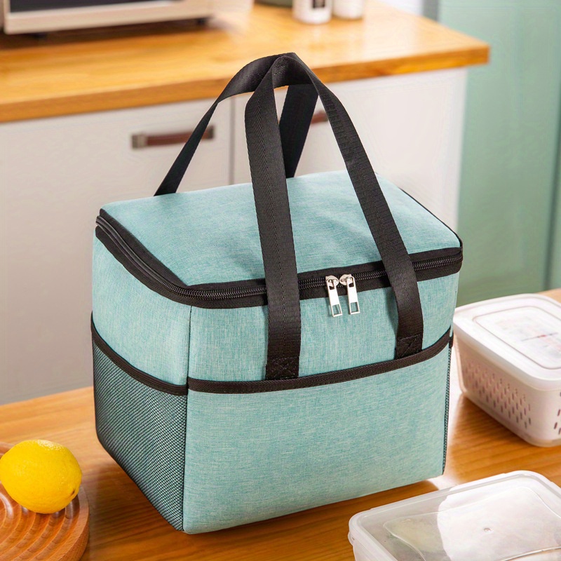 Insulated Oxford Cloth Lunch Bag With Zipper And Handle, Reusable Aluminum  Foil Lunch Box For Office Work School Picnic Beach, Leakproof Freezable  Cooler Bag For Teens/adults, Folding Picnic Basket - Temu