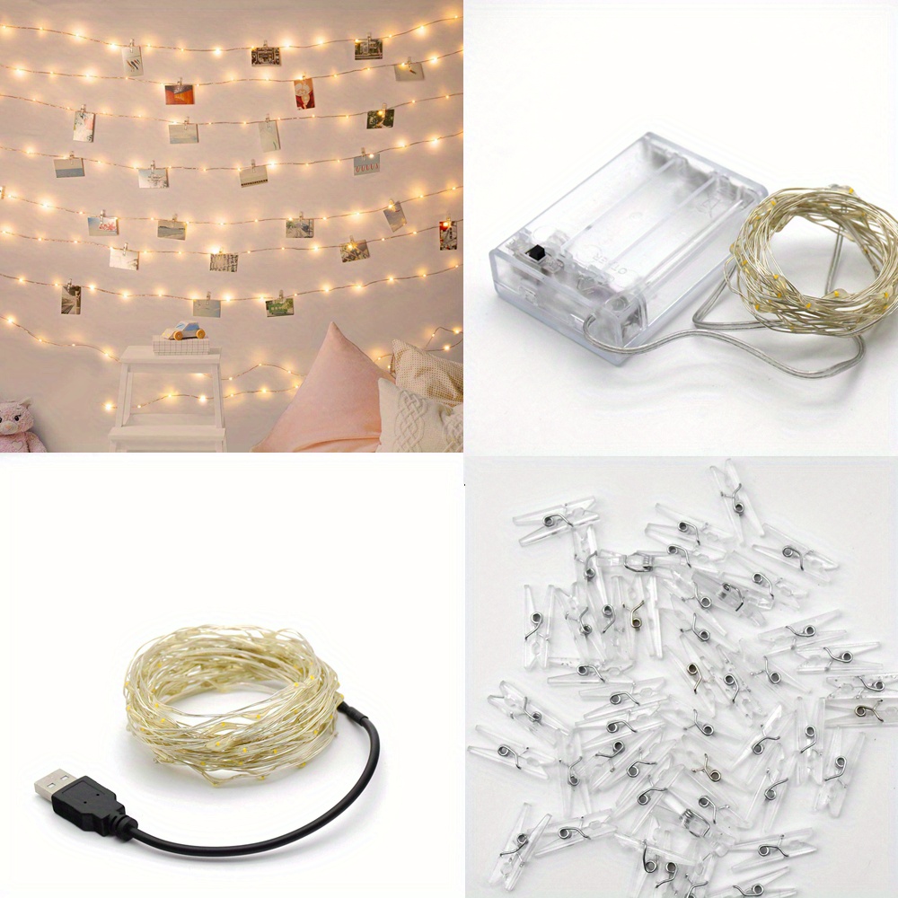 1set led photo string light usb battery powered fairy light clip light string hanging pictures bedroom wall decor wedding birthday party christmas decoration holiday accessories birthday party supplies birthday gifts party favor supplies details 7