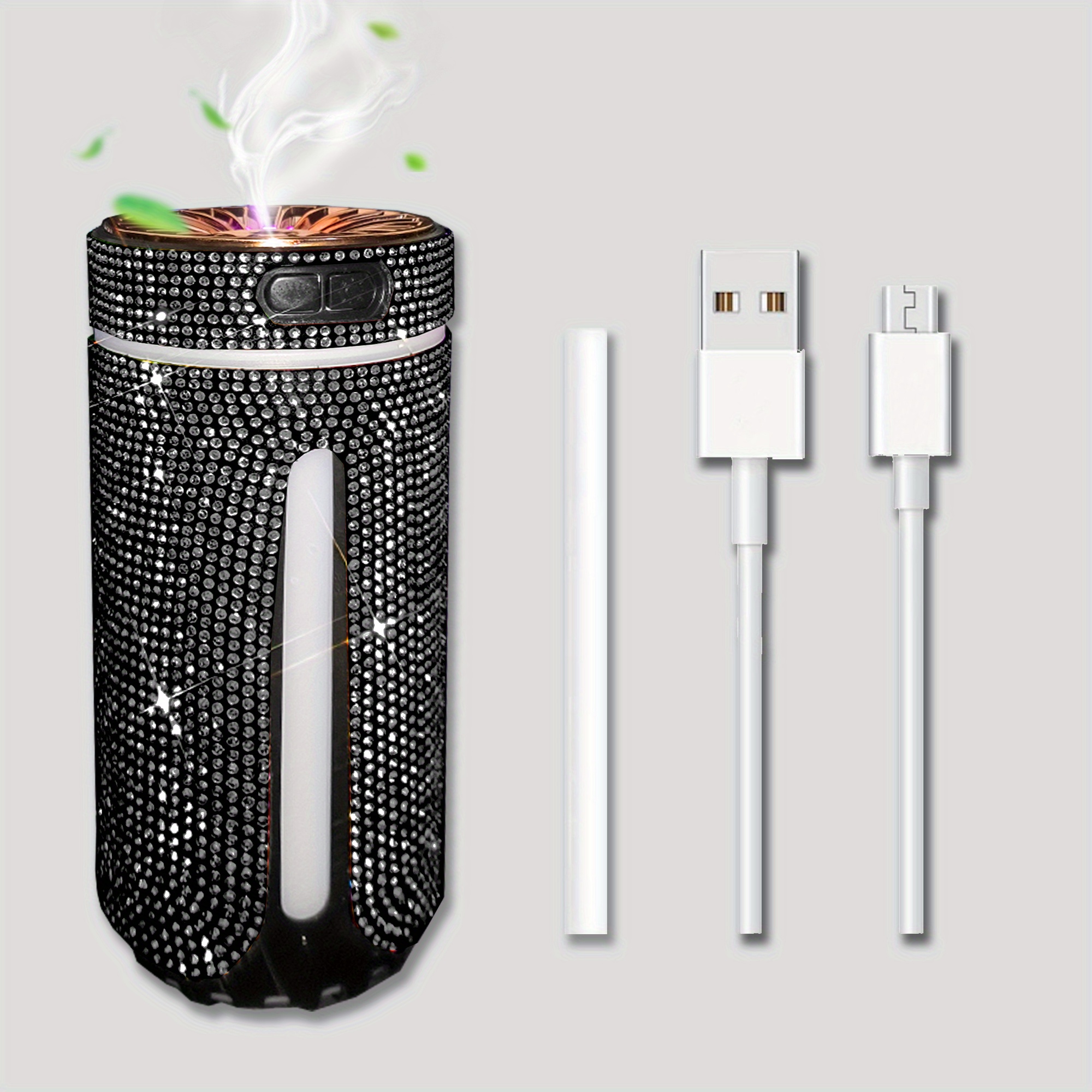 Bling Rhinestone Car Diffuser Humidifier Usb Car Essential - Temu