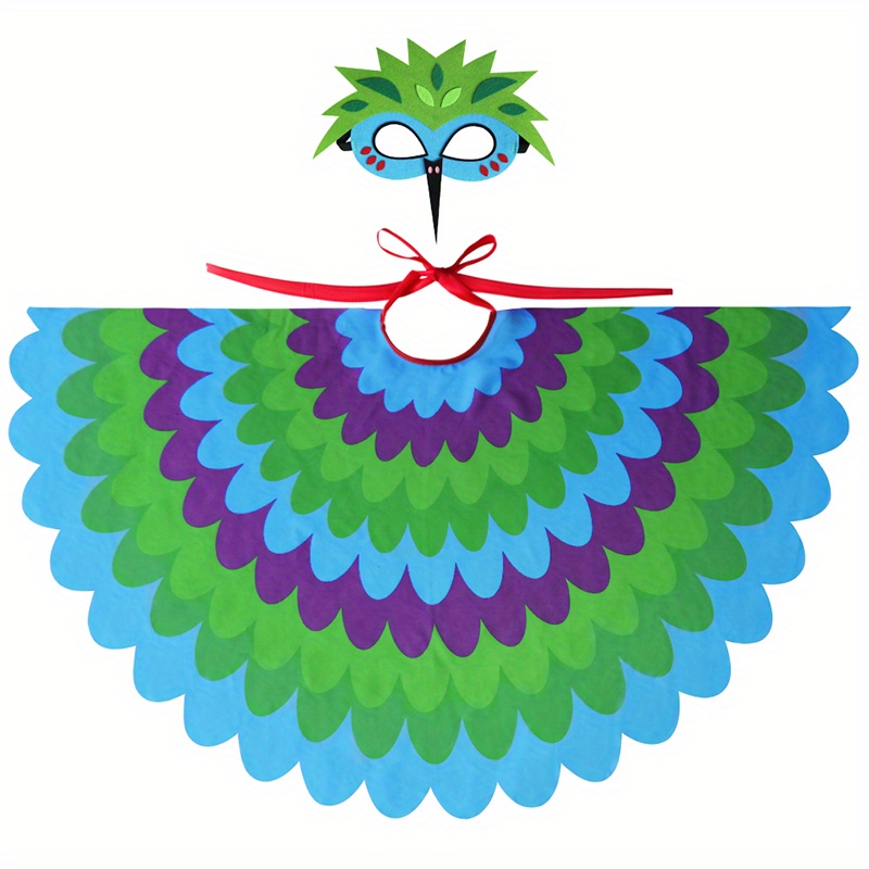 Christmas Costumes-bird-wings For Kids Peacock Feathered Dress Up Cape With  Mask Party Favors - Temu Kuwait