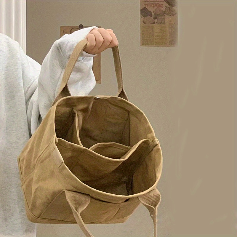 Simple Wide Strap Canvas Tote Bag Durable Lightweight - Temu Canada