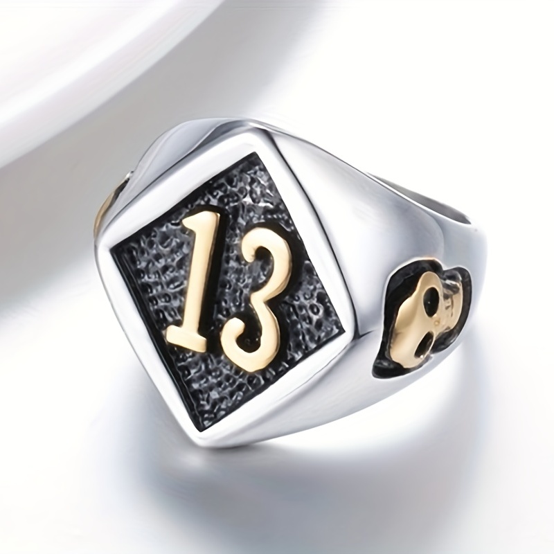 Punk Number Skull Pattern Ring Men's Funky Ring