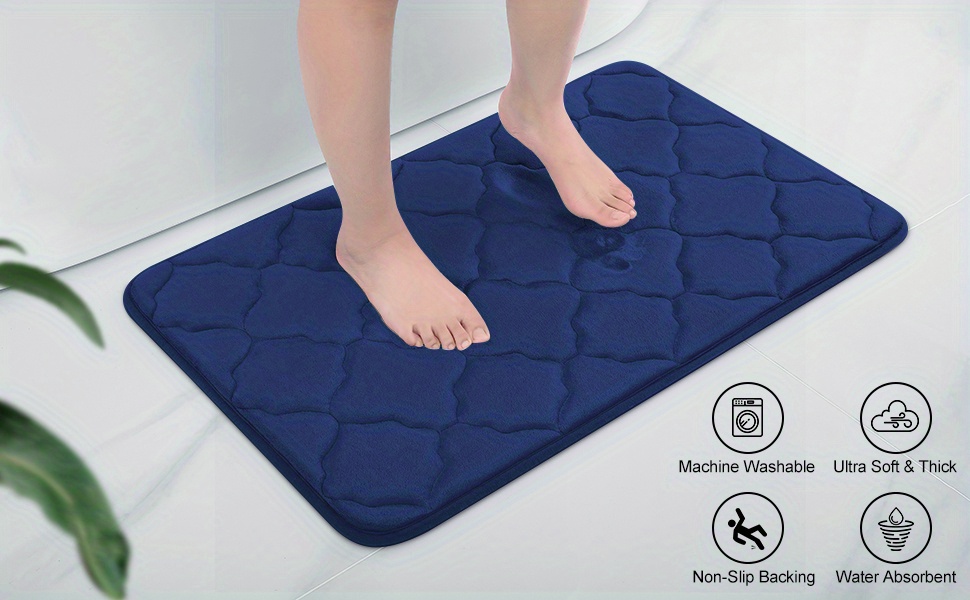 Navy Blue Bathroom Door Mats, Coral Velvet Floor Mats, Memory Foam Bath Mat,  Ultra Soft Non Slip And Absorbent - Temu