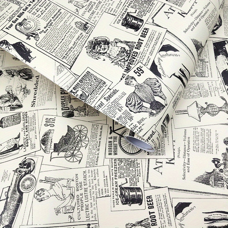 Newspaper Fabric, Wallpaper and Home Decor