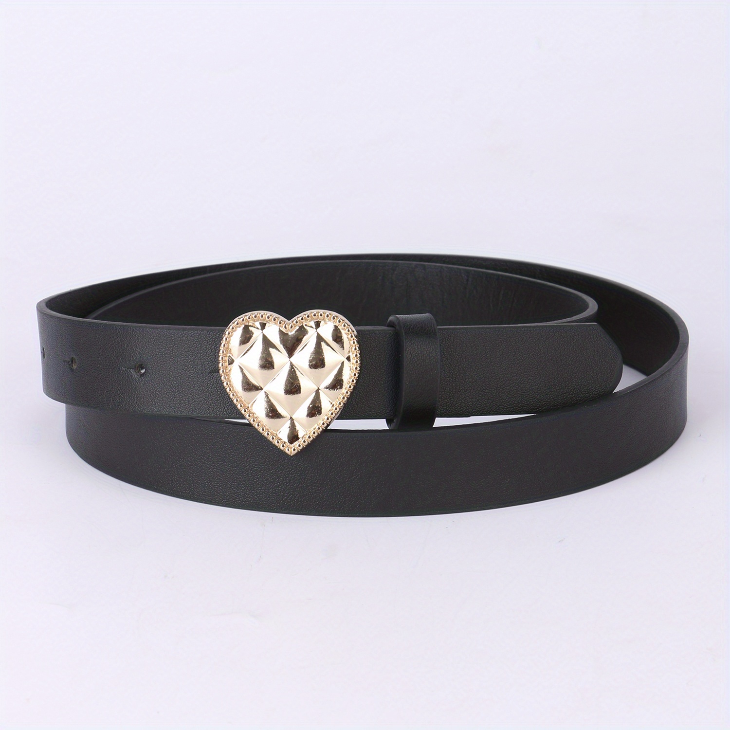 Heart Shaped Golden Buckle Belt Black Pu Leather Thin Belt Casual Jeans  Belts Stylish Pants Belts For Women - Temu Croatia