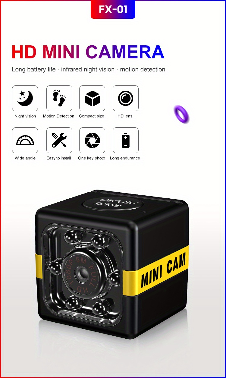 1pc Mini Cámara, Grabación De Audio Y Video HD, Detección De Movimiento De  Visión Nocturna, Cámara De Niñera Para Perros Pequeños, Monitor De Segurida