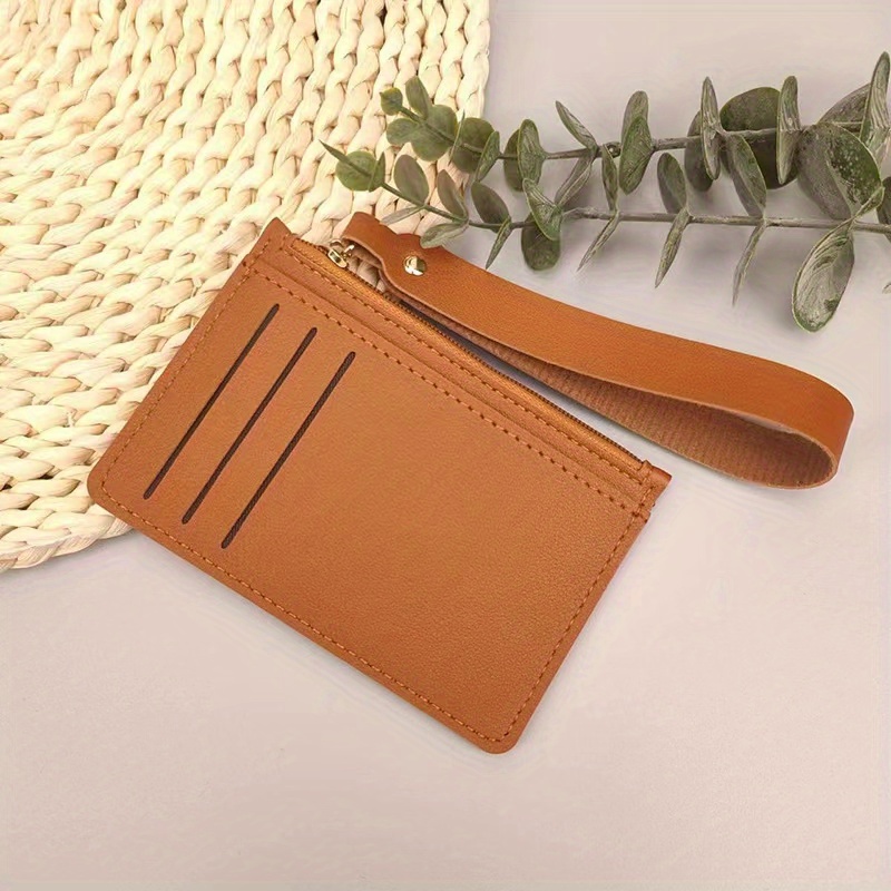 Minimalist Card Holder With Wristlet For Men Women Solid Slim Wallet