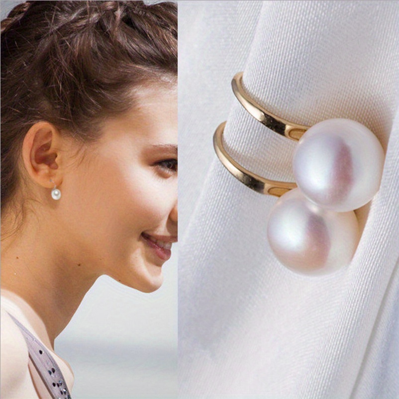 Faux Pearl Decor Stud Earrings, Minimalist Style