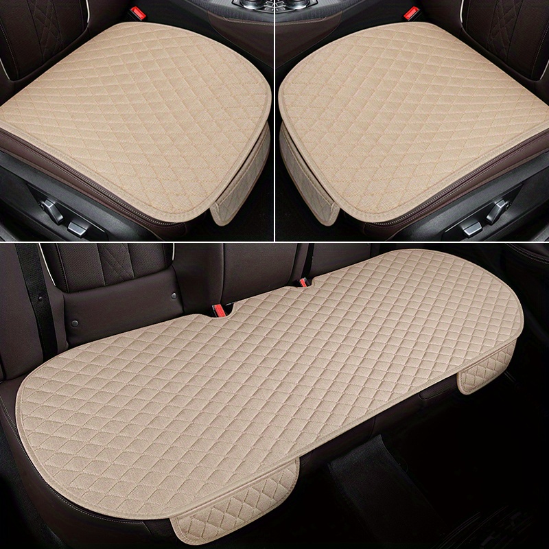 Linen Fabric Car Seat Cover Four Seasons Front Rear Flax Cushion