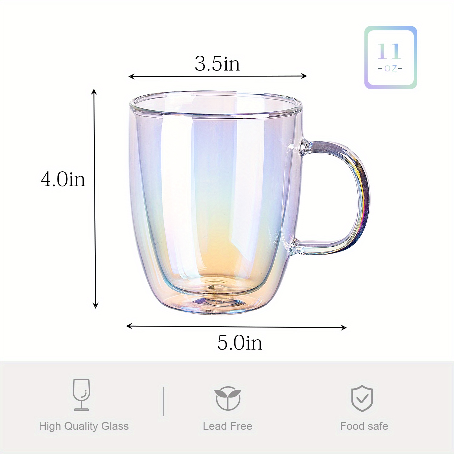 Double Walled Insulated Iridescent Glass Coffee Mug With - Temu