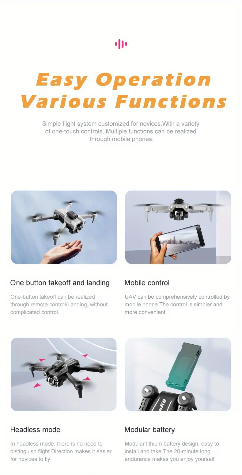 drone with 360 roll hd dual camera 360 obstacle avoidance stable hovering great battery endurance gesture photography one key take off easy operation friendly for beginners carrying bag details 16