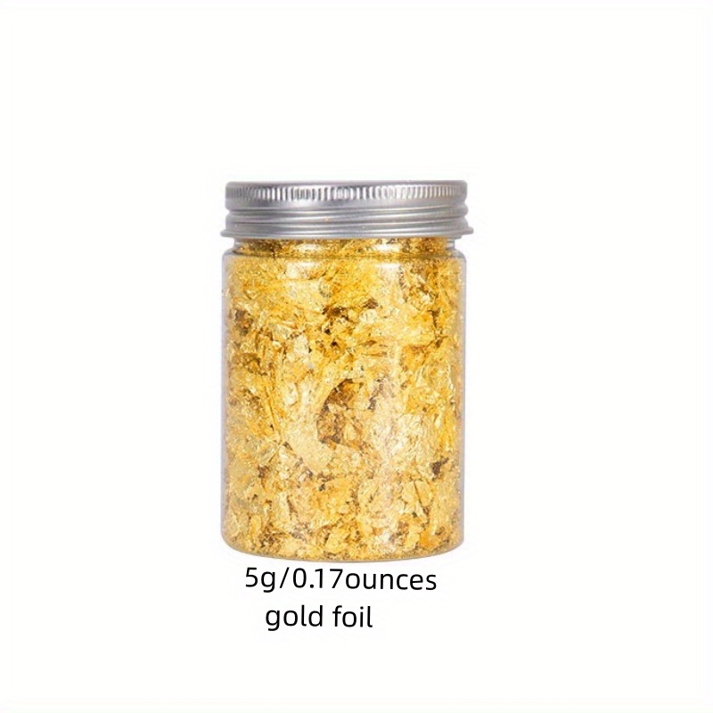 2Pcs Gold Flakes for Resin, Gold Foil Paper Gold Foil Flakes, Bottled Gold  Leaf Sheets Gold Foil Sheets for Food Dessert Decoration Gold Flakes for