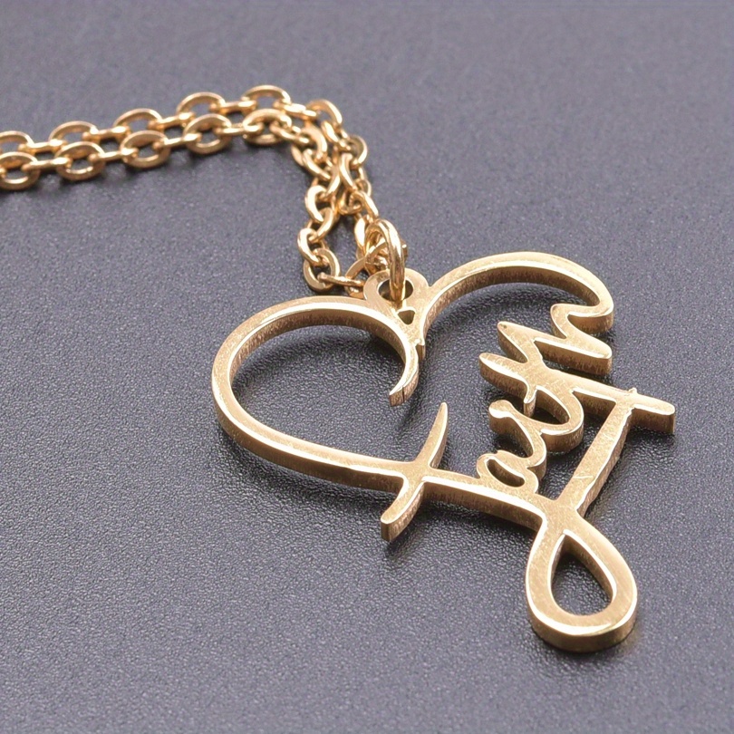 stainless steel love faith necklace pendant necklace creative jewelry accessories plated collarbone chain details 0