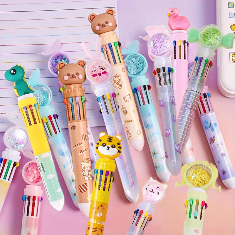 Cartoon Cute Bear 10 Color Ballpoint Pen Kawaii High-value Color