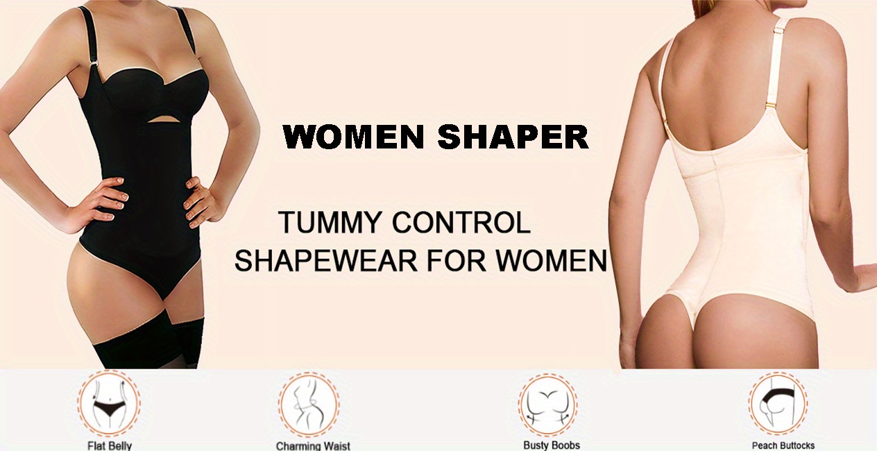Tummy Control Shaping Bodysuit Solid Backless Cami Thong - Temu Austria