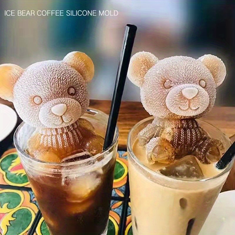 W Braided Bear Ice Mold, Silicone Ice Bear Mold, DIY Creative Frozen Coffee  Milk Tea Bear Ice Grid Mold