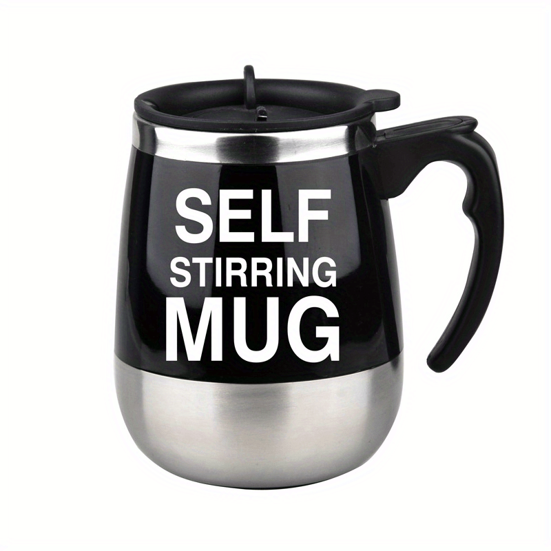 Mengshen Self Stirring Mug - Portable Lazy Auto Mixing Tea Coffee Cup  Perfect For Office Home Outdoor Gift 450ml, A008A Black