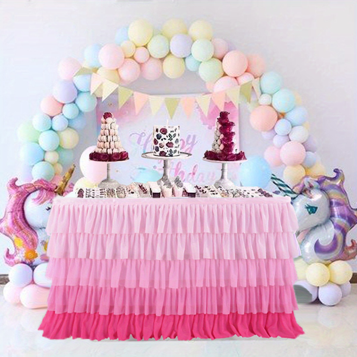 Gonna da tavolo arcobaleno Tovaglia colorata a 5 livelli Battiscopa da  tavolo principessa per tavolo da torta Compleanno Baby Shower Party  Banchetto Forniture per decorazioni per la casa -  Italia