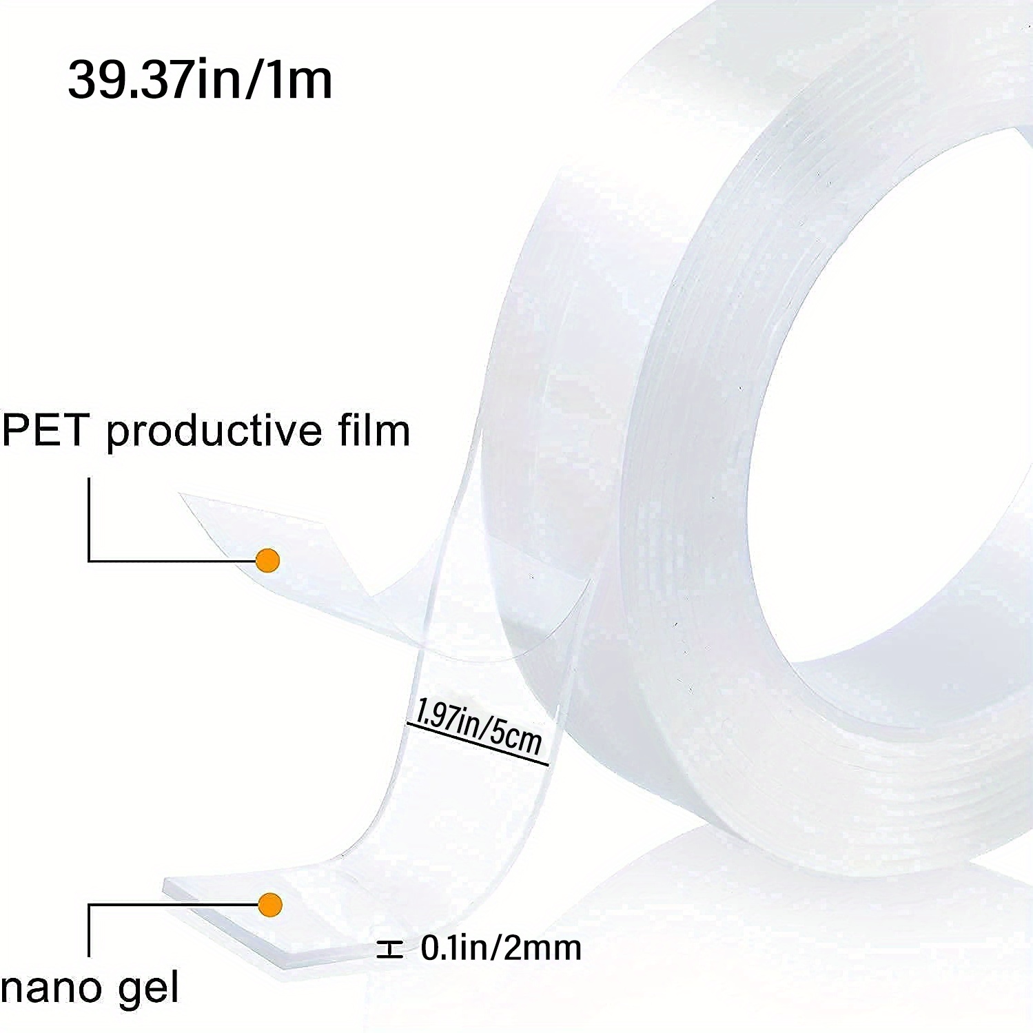 Double Sided Stickers Tape Reusable Nano Pvc Tape Waterproof - Temu
