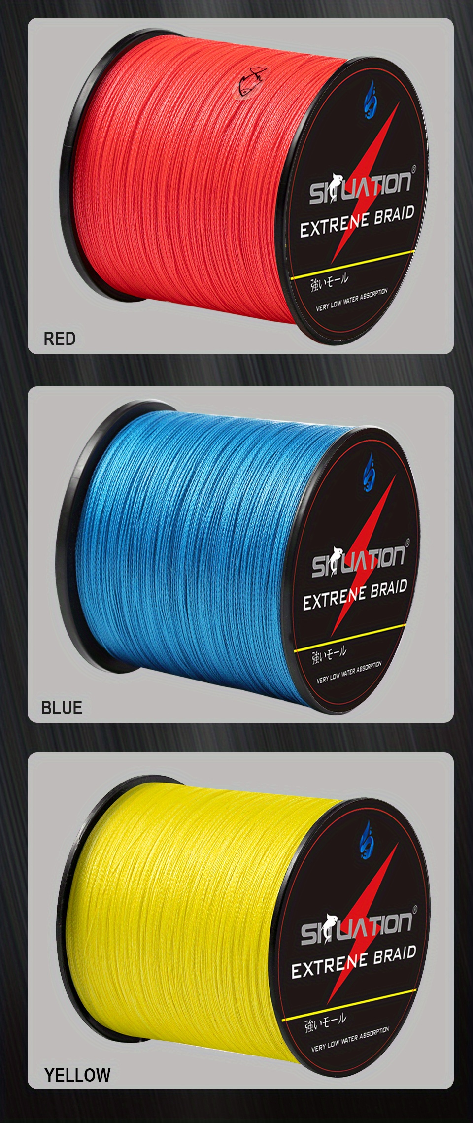  Braided Fishing Line 4 Strands Strong Multifilament PE Braid  Wire For Saltwater 547Yard/500M 25LB Blue