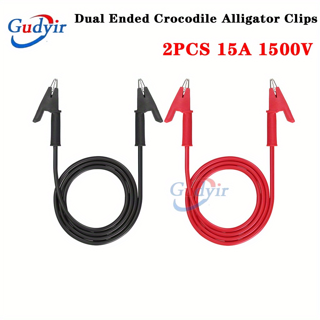 2 PCS/LOT Alligator Clips Double Ended Crocodile Clamp 8A Electrical DIY  Test Leads 50cm Roach