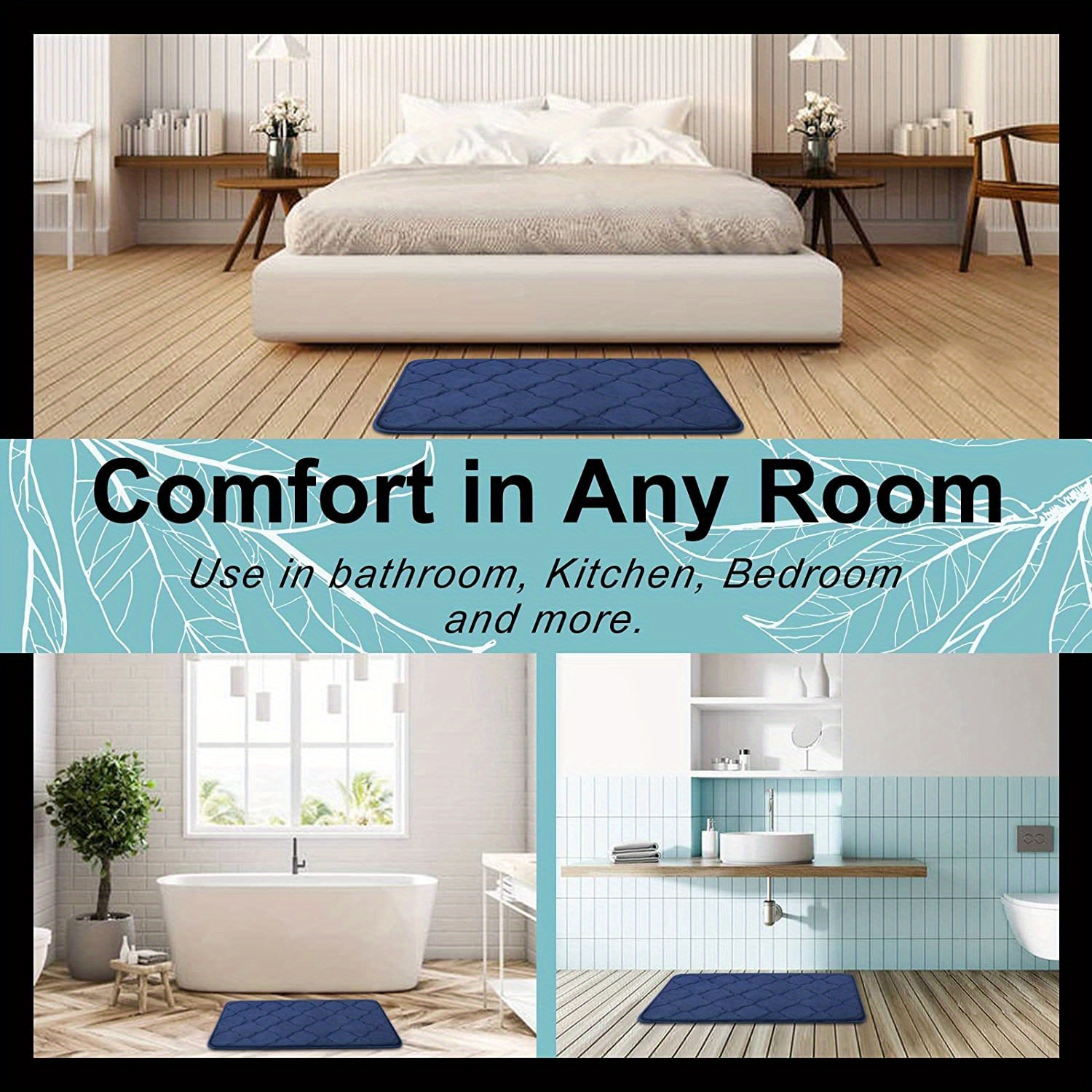 Velvet Water Carpet Non-slap Absorption Bathroom Thickened Coral Absorbent  Memory Foam Bedroom Rug Home Floor Mat