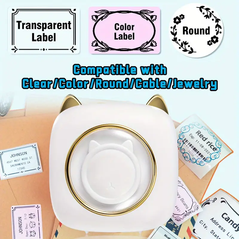 mini photo printer for iphone android portable thermal photo printer for gift study notes work children photo picture memo thermal label printer for clear label barcode clothing with night light details 2