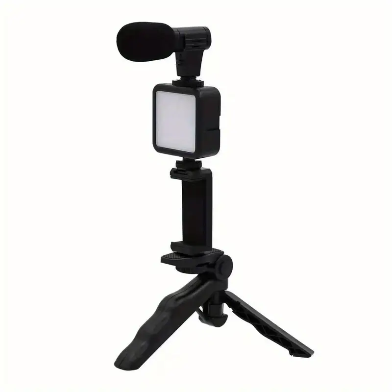 smartphone microphone light kit portable mobile phone tripod fill light microphone set for live broadcast details 1