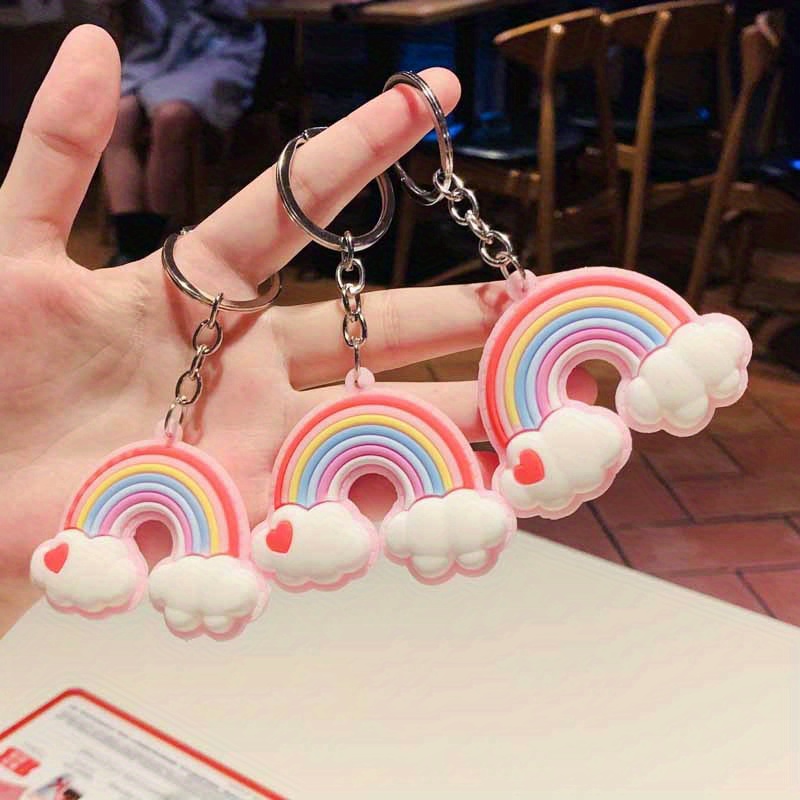 1pc, Portachiavi Arcobaleno, Carino Portachiavi Arcobaleno E Nuvola,  Portachiavi Cartone Animato Kawaii, Decorazione Bagagli, Accessori Auto,  Regalo