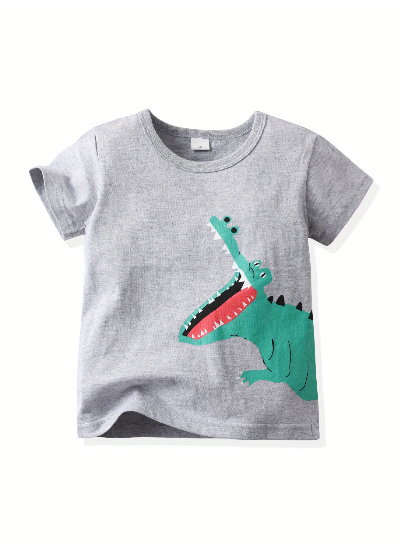 Boys Cartoon Dinosaur Short Sleeves Round Neck Cotton T - Temu Netherlands