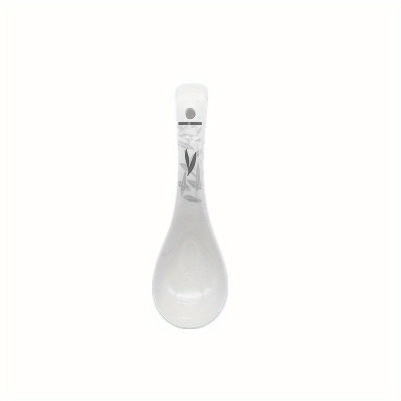 Big Porcelain Spoon Bone china Large Porridge Spoons White Ceramic Flatware  Soup Spoons Long Handled Flower Pattern Scoop(Flower Pattern)