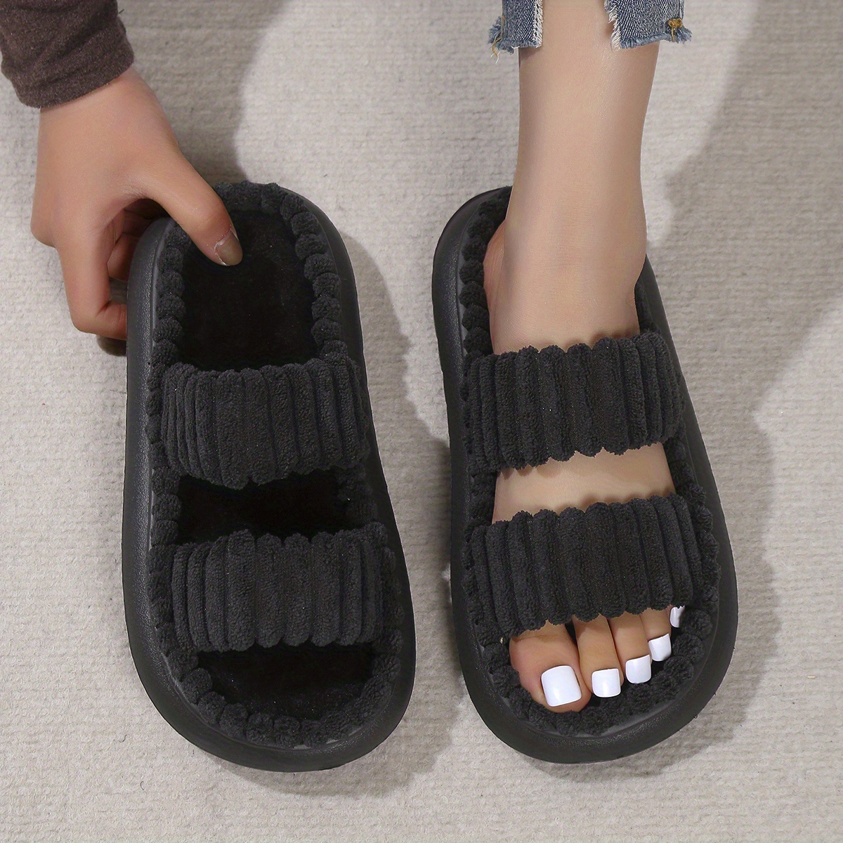 Women's Arch Support Slippers House Shoes | Lorin Hands-Free Black OrthoFeet-gemektower.com.vn