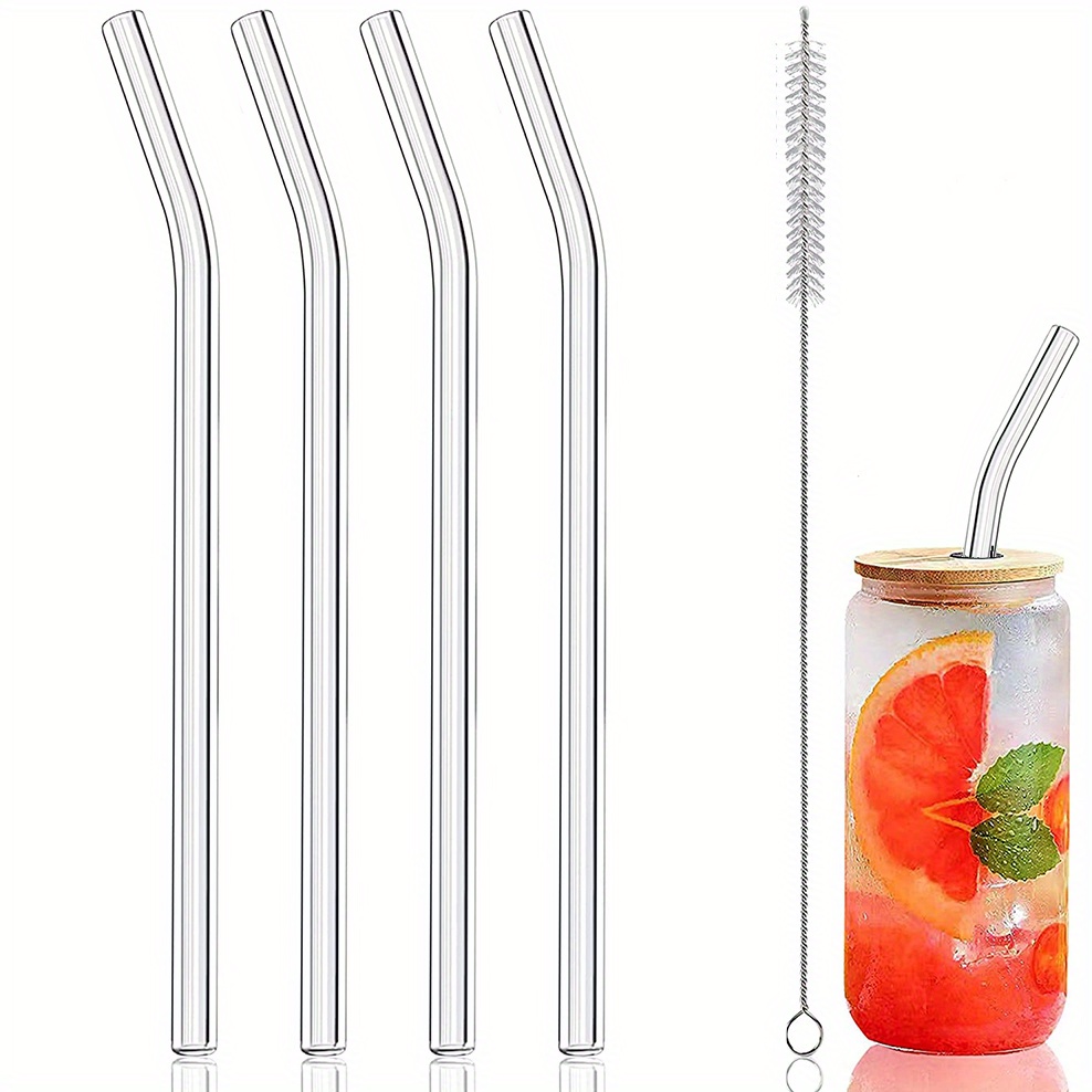 Reusable Clear Glass Straws Set For Smoothie Milkshakes - Temu