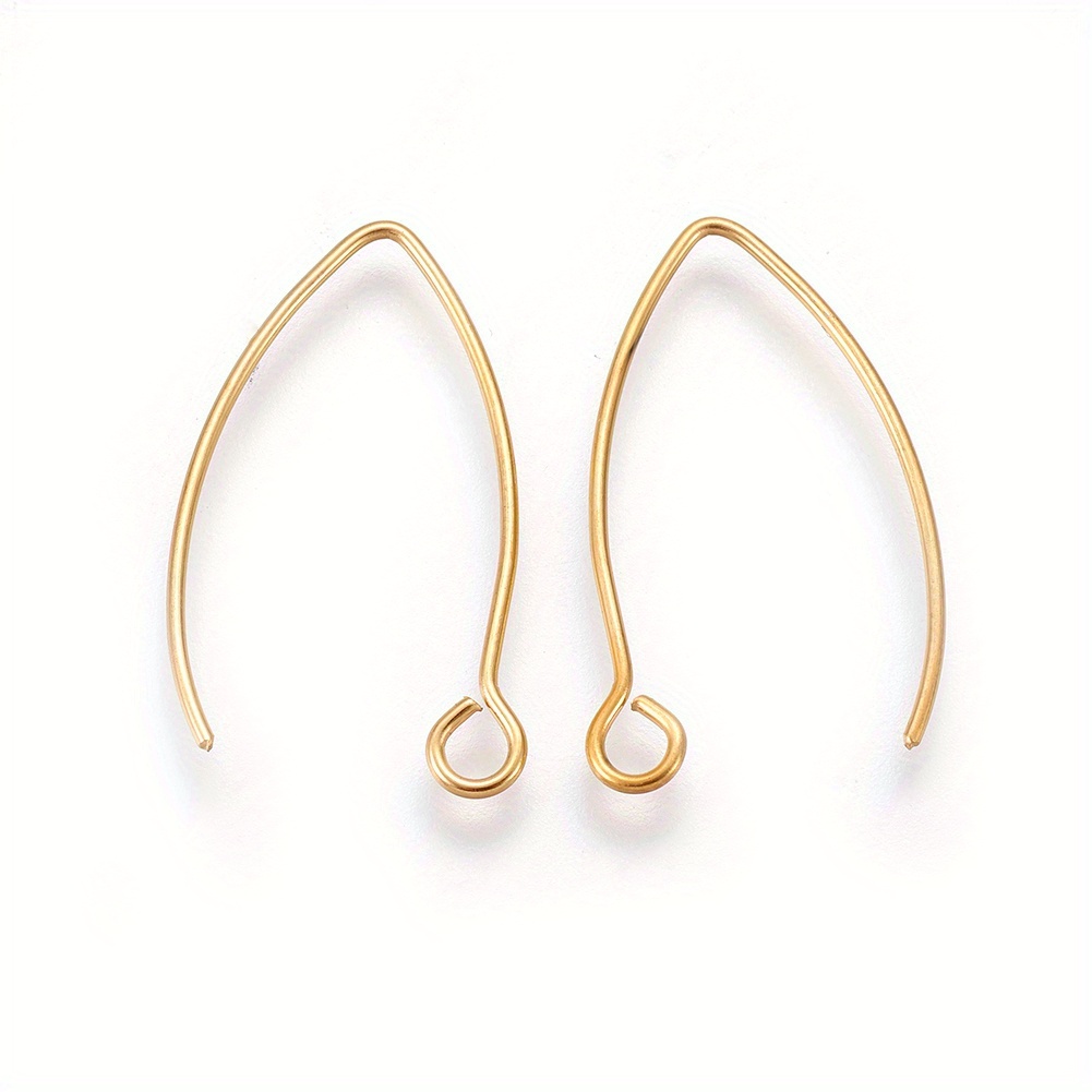 10pcs 304 Stainless Steel Earring Hooks V Shapes With Horizontal Loop 25.5x15x0.8mm