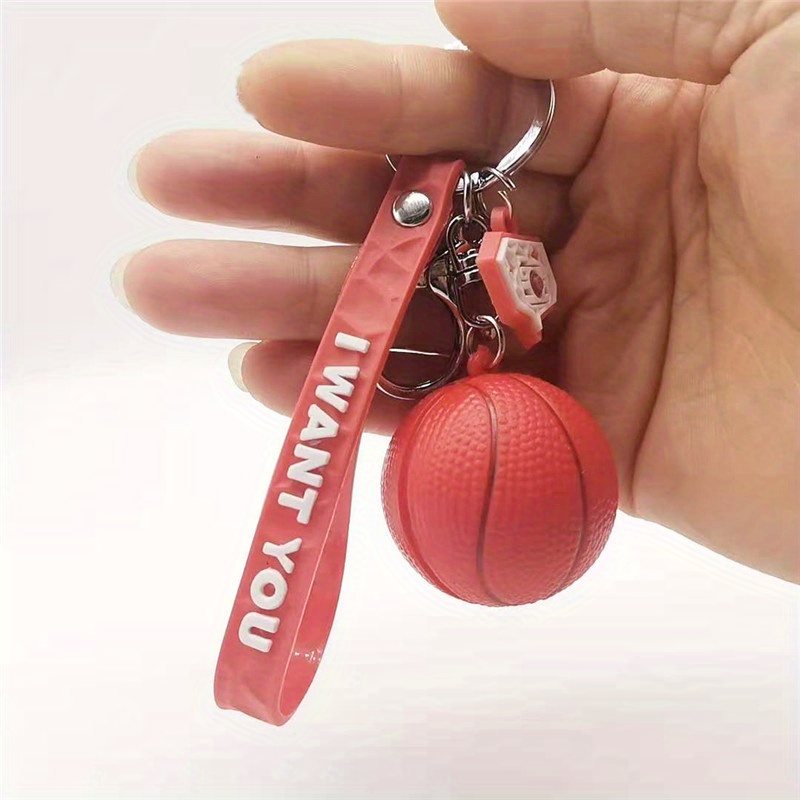 1pc Basketball Keychain for Men, Sports Style Key Ring, Sports Bag Accessory,Temu