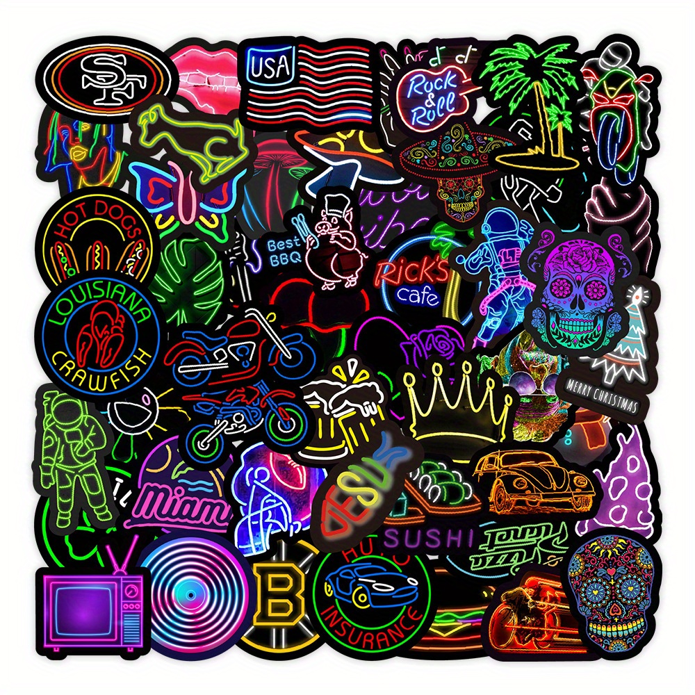 100pcs Cool Neon Doodle Sticker Pack, Water Bottle Stickers, Stickers For  Kids Teens Adults, Vinyl Waterproof Fun Stickers, For Laptop Phone Meme