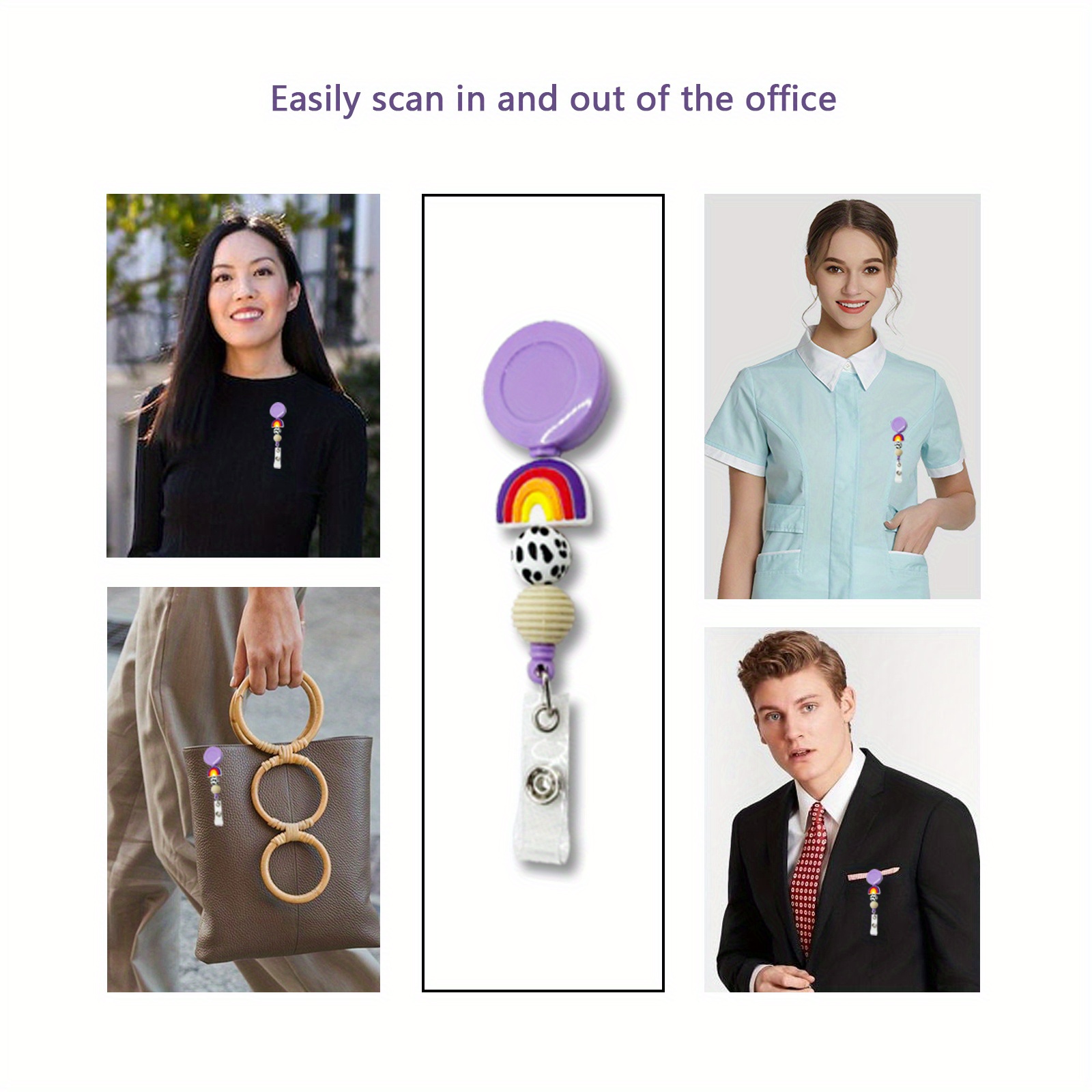 Badge Reels, Cute Rainbow Retractable Clips Nurse Clip For Doctor Nurse Teacher Id Badge Clip Temu