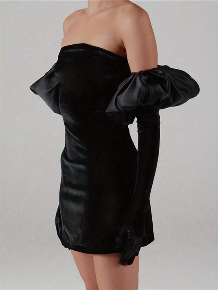 Shoulder Puff Sleeve Dress Elegant Bodycon Backless Dress Temu