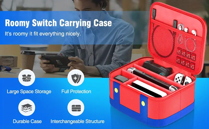 for switch carry case storage carrying case compatible with nintendo switch switch oled soft shell protective travel case for switch console pro controller accessories details 0