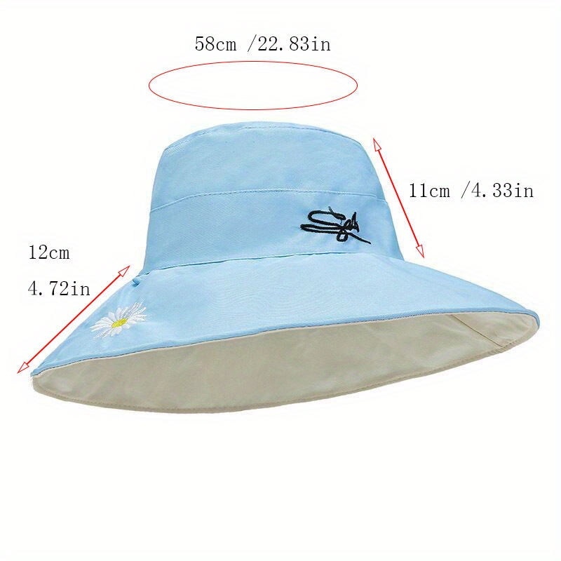 Daisy Embroidery Sun Hat Floppy Wide Brim Ruffles Uv Temu Australia