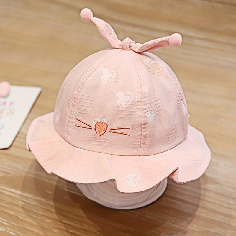 Baby Girls Cute Cartoon Heart Print Fisherman's Hat - Temu